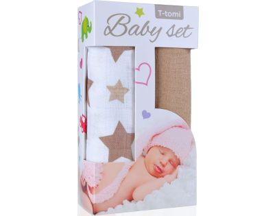 T-tomi Baby set béžové hvězdičky a Bambusová osuška béžová
