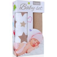 T-tomi Baby set béžové hvězdičky a Bambusová osuška béžová T-tomi Baby set béžové hvězdičky a Bambusová osuška béžová
