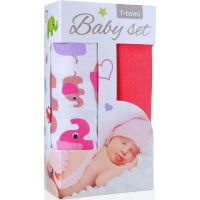 T-tomi Baby set: růžoví sloni a Bambusová osuška růžová T-tomi Baby set: růžoví sloni a Bambusová osuška růžová