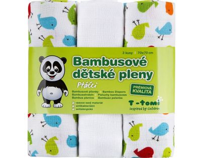 T-tomi Bambusové BIO pleny sada 3 ks ptáčci