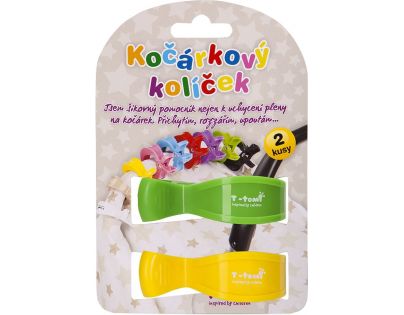 T-tomi Kočárkový kolíček 2 ks Zelený a žlutý