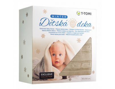 T Tomi Detská Pletená Deka Winter Béžová