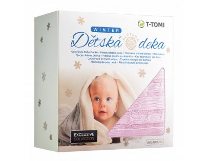 T Tomi Detská Pletená Deka Winter Ružová