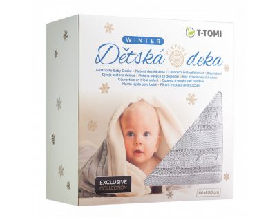 T Tomi Detská Pletená Deka Winter Šedá