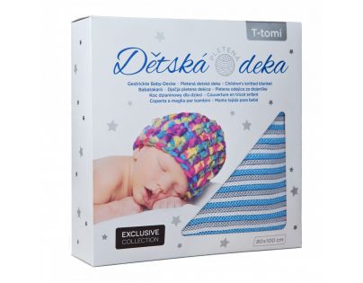 T tomi Pletená detská deka bielo modrá