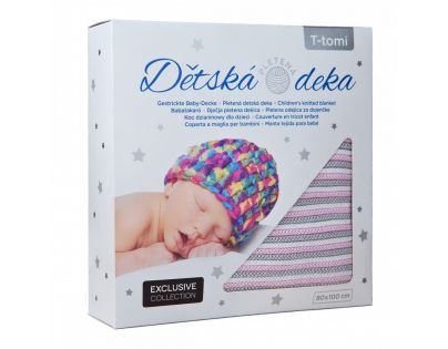 T tomi Pletená detská deka bielo ružová