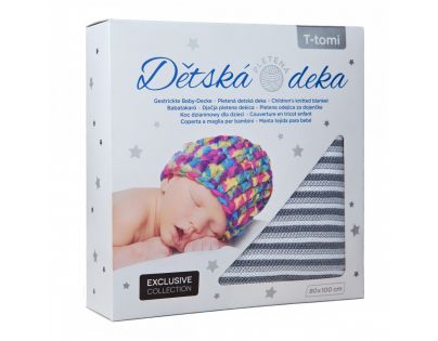 T tomi Pletená detská deka bielo sivá
