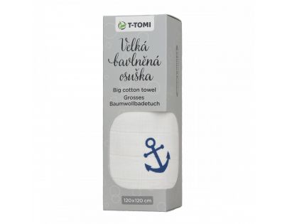 T tomi Veľká bavlnená TETRA osuška biela/modrá