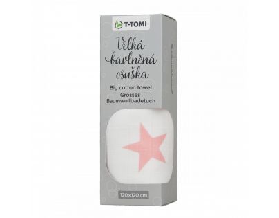 T tomi Veľká bavlnená TETRA osuška biela/ružová