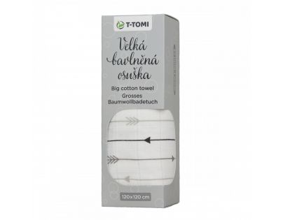 T tomi Veľká bavlnená TETRA osuška biela/šedá