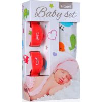 Baby set Bambusová BIO osuška vtáčiky a kočíkový kolíček červený Baby set Bambusová BIO osuška vtáčiky a kočíkový kolíček červený