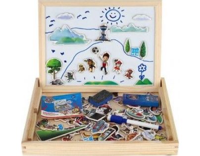 Teddies Tabuľa obojstranná magnetická s doplnkami Labková patrola