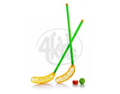 Hokejka florbalová plast 80cm 2ks + puk a míček