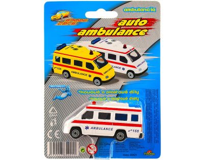 Teddies Auto ambulance kov 7cm Bílá