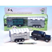 MIKRO 521726 - Auto Land Rover Defender 13cm kov s přívěsem 14cm na zpětné natažení asst 2 barvy v k 2