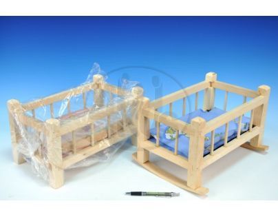 Teddies 56770009 - Kolébka dřevo 33,5x19x21cm + polštář + peřinka + podložka
