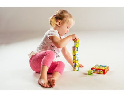 Teddies Drevené kocky - Moje prvé zvieratká 9ks