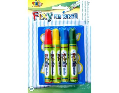 Fixy na textil 4ks a šablona na kartě