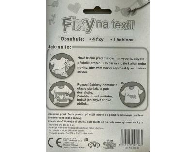 Fixy na textil 4ks a šablona na kartě