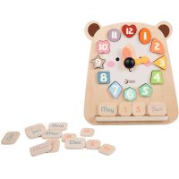 Teddies Hodiny medveď výučbová vkladačka drevené v krabici 26x29x5cm 24m+ 3