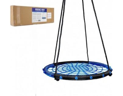 Hojdací kruh s povrazovým výpletom modrý 80 cm