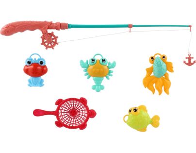 Teddies Hra ryby rybár s prútom 45cm plast 4 farby na karte 17x58cm