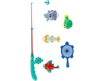 Teddies Hra ryby rybár s prútom 45cm plast 4 farby na karte 17x58cm