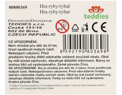 Teddies Hra ryby rybár s prútom 45cm plast 4 farby na karte 17x58cm