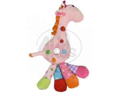 Žirafa chrastítko plyš 25 cm - Růžová