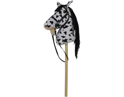 Teddies Kôň na tyči plyš 70cm na batérie so zvukom bielo-čierny (Appaloosa) v sáčku