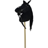 Teddies Kôň na tyči plyš 70cm na batérie so zvukom čierny v sáčku