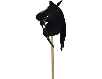 Teddies Kôň na tyči plyš 70cm na batérie so zvukom čierny v sáčku