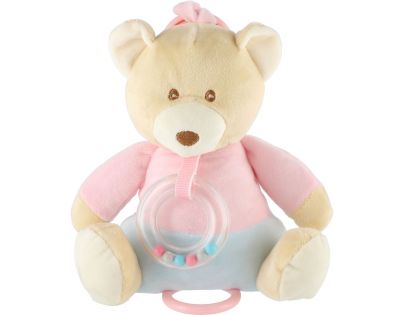 Teddies Medveď naťahovací hrací strojček plyš 18 x 17 cm béžový