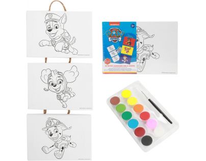 Teddies Labková patrola Mini plátno na povrázku so štetcom a farbami 3 ks