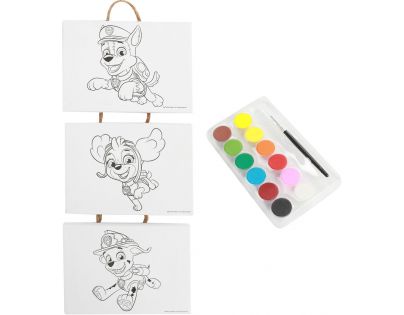 Teddies Labková patrola Mini plátno na povrázku so štetcom a farbami 3 ks