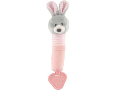 Pískátko a hryzátko zajac plyš 25 cm ružový