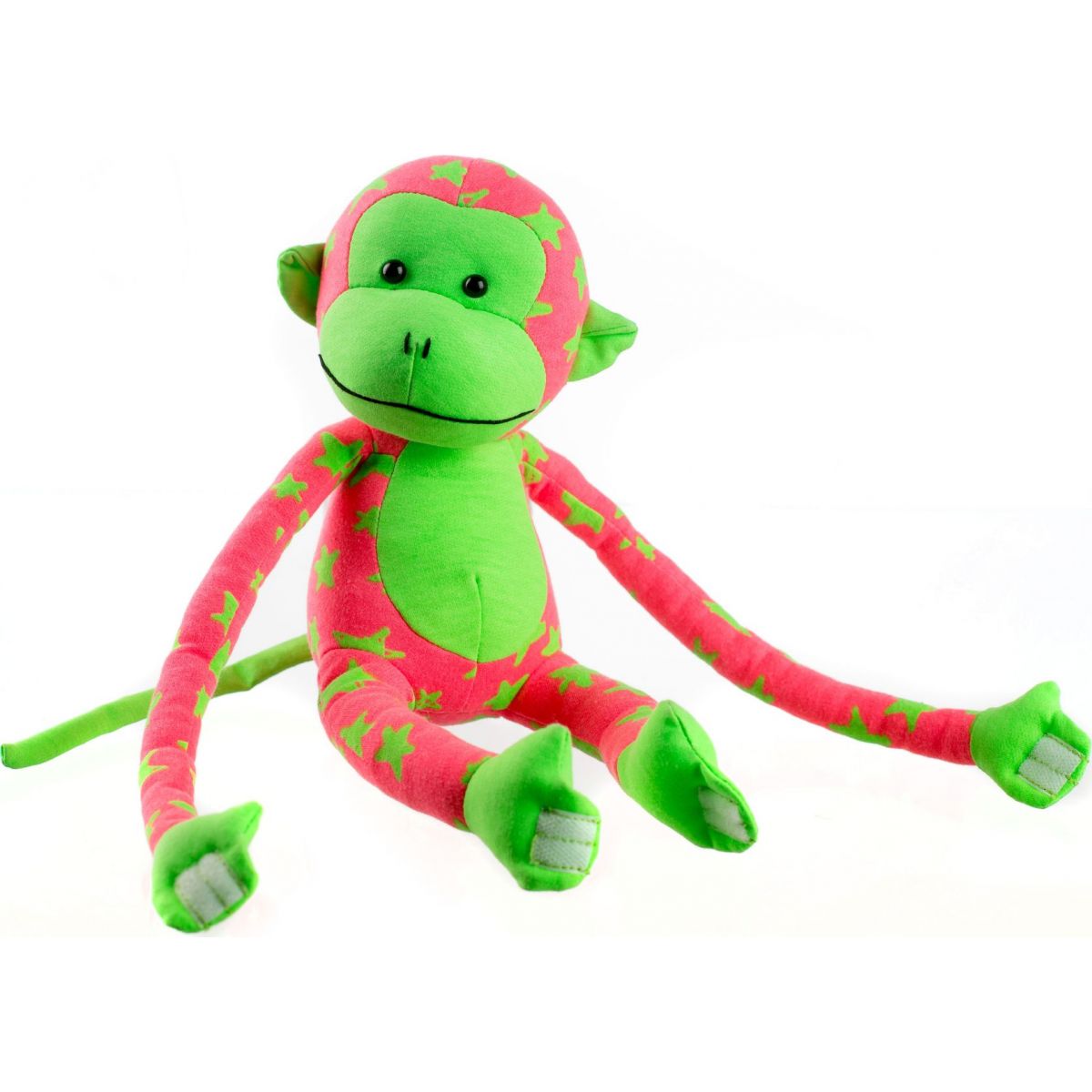 Teddies Opica svietiaci v tme ružovo zelená 33 cm
