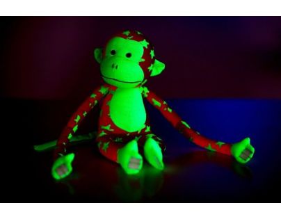 Teddies Opica svietiaci v tme ružovo zelená 33 cm