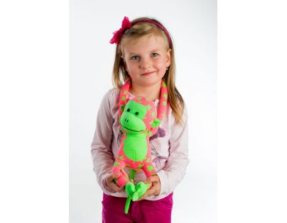 Teddies Opica svietiaci v tme ružovo zelená 33 cm