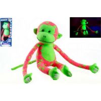 Teddies Opica svietiaci v tme ružovo zelená 33 cm 4