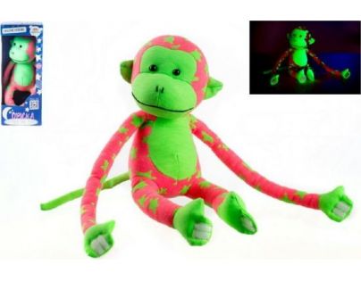 Teddies Opica svietiaci v tme ružovo zelená 33 cm