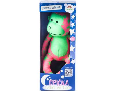Teddies Opica svietiaci v tme ružovo zelená 33 cm