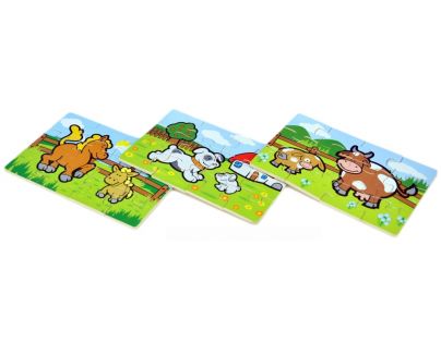 Teddies Puzzle drevené Moje prvé zvieratká 4 x 12 dielikov