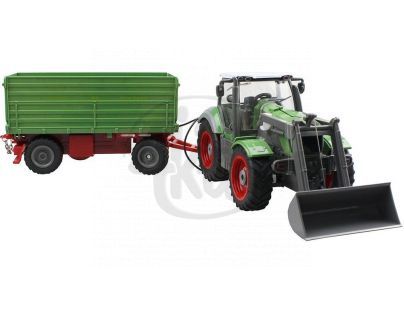 RC Traktor s nakladačem a vlečkou 1:28