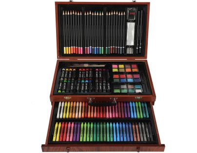 Teddies Sada na maľovanie - Art box kreatívna sada 143 ks v drevenom kufríku 38x25x8 cm