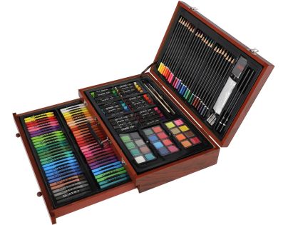 Teddies Sada na maľovanie - Art box kreatívna sada 143 ks v drevenom kufríku 38x25x8 cm