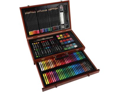 Teddies Sada na maľovanie - Art box kreatívna sada 143 ks v drevenom kufríku 38x25x8 cm