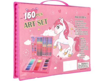 Teddies Sada na maľovanie - Art box kreatívna sada s jednorožcom 160 ks v plastovom kufríku 34x27x3,5 cm