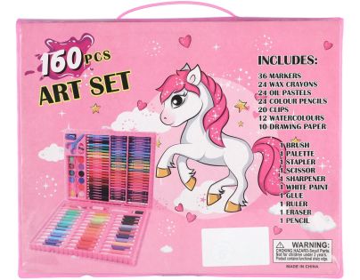 Teddies Sada na maľovanie - Art box kreatívna sada s jednorožcom 160 ks v plastovom kufríku 34x27x3,5 cm