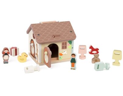 Teddies Skladačka vkladačka dom drevo 11ks 16x15x14cm 18m+